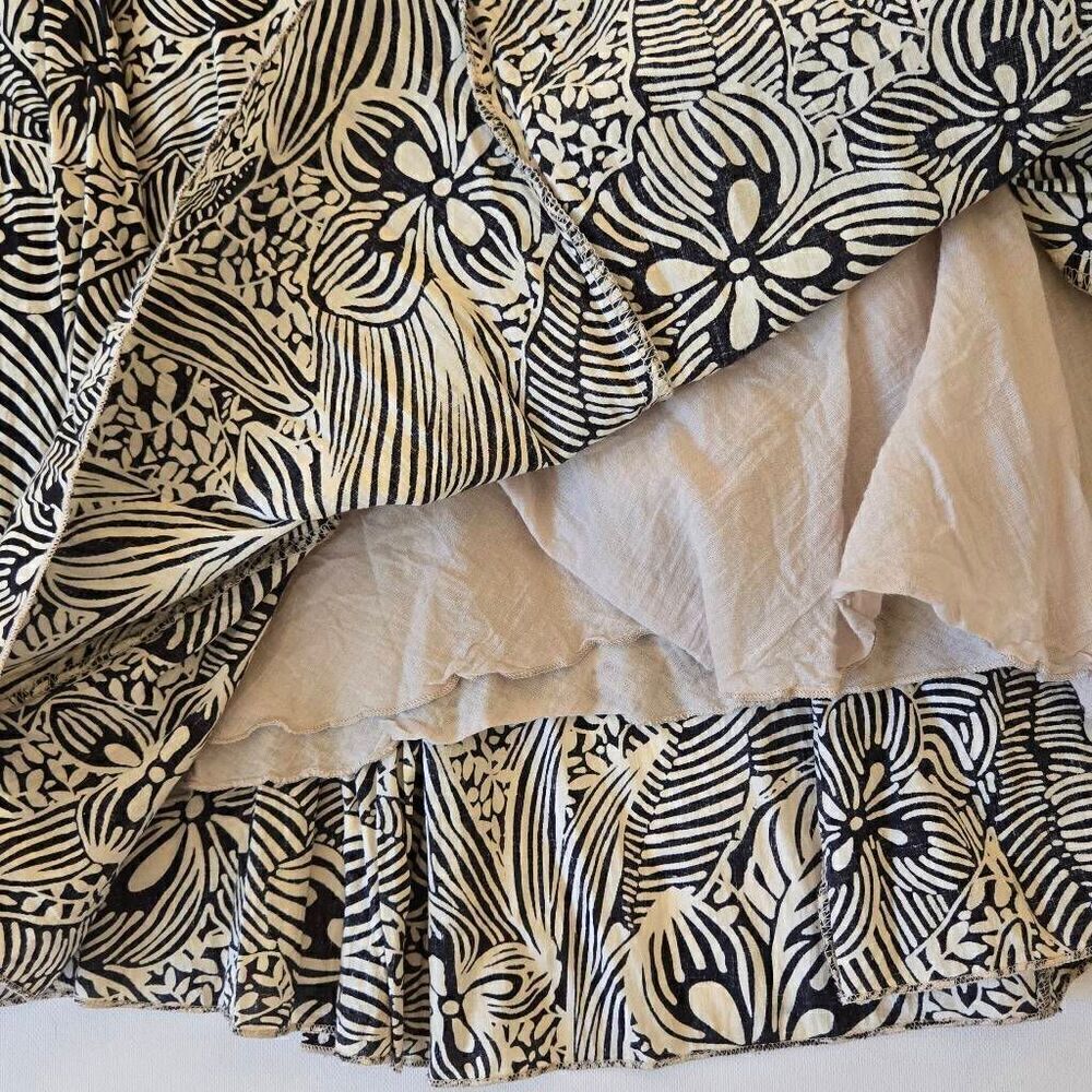 Karen Kane Womens Cotton Black Cream Floral Print Full Pull On Lined Skirt Mediu - Picture 4 of 9